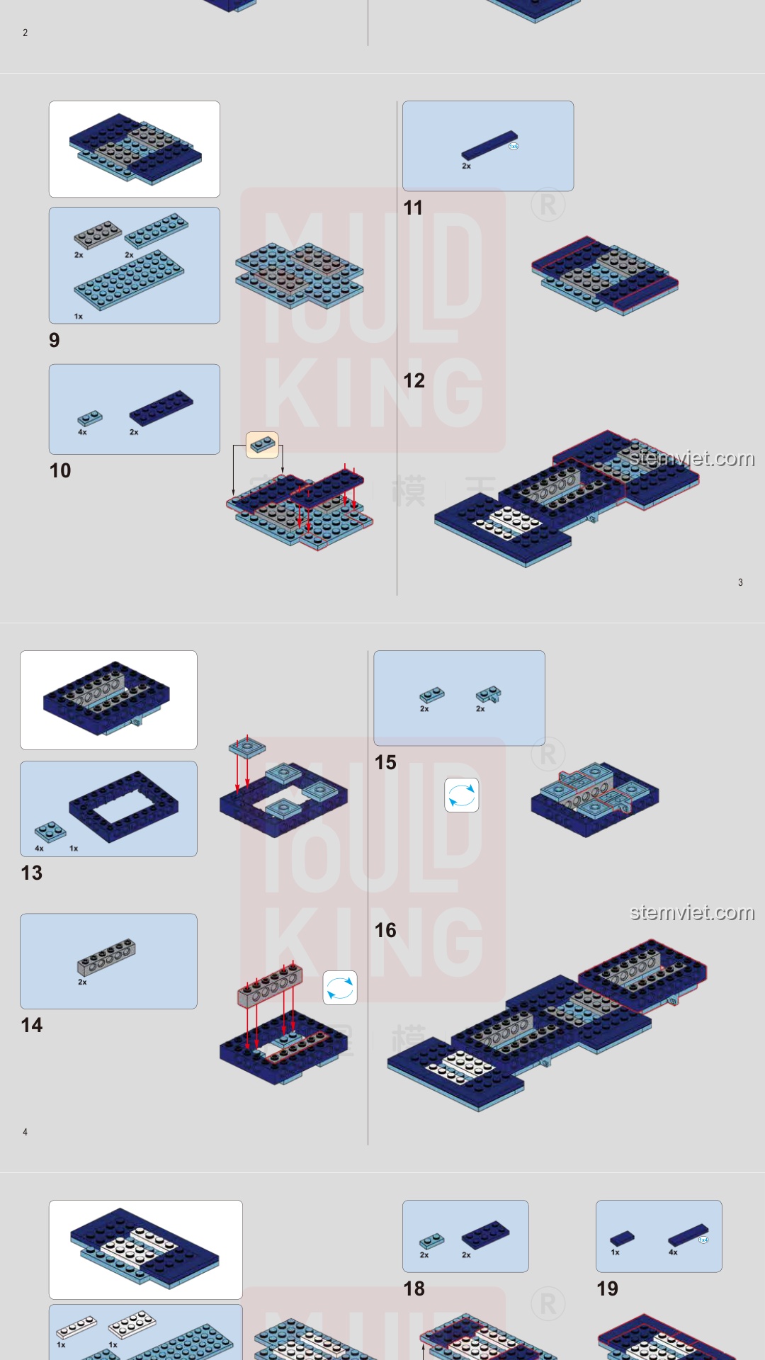 Xe hoa diễu hành lâu đài băng Mould King 11002 hướng dẫn Mould King 11002 Xe hoa diễu hành cổ tích