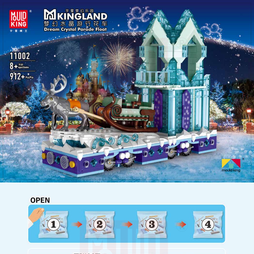 Xe Hoa Diễu Hành Pha Lê Lâu Đài Băng Mould King 11002 sách Mould King 11002 Xe hoa diễu hành pha lê