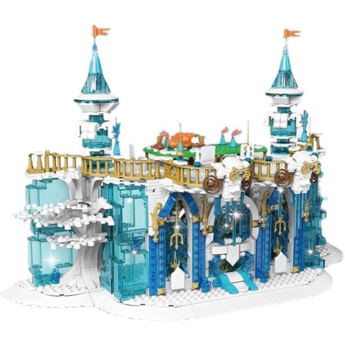 Mô hình hoàn thiện của bộ lắp ráp Lâu đài Băng Giá Mould King 11010, một món đồ chơi mô hình tuyệt đẹp cho bé gái 8 tuổi.