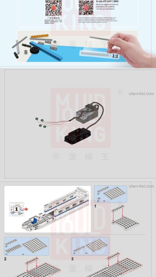 Tàu điện CRH2A Mould King 12002 sách lắp ghép Mould King 002 Mô hình tàu cao tốc
