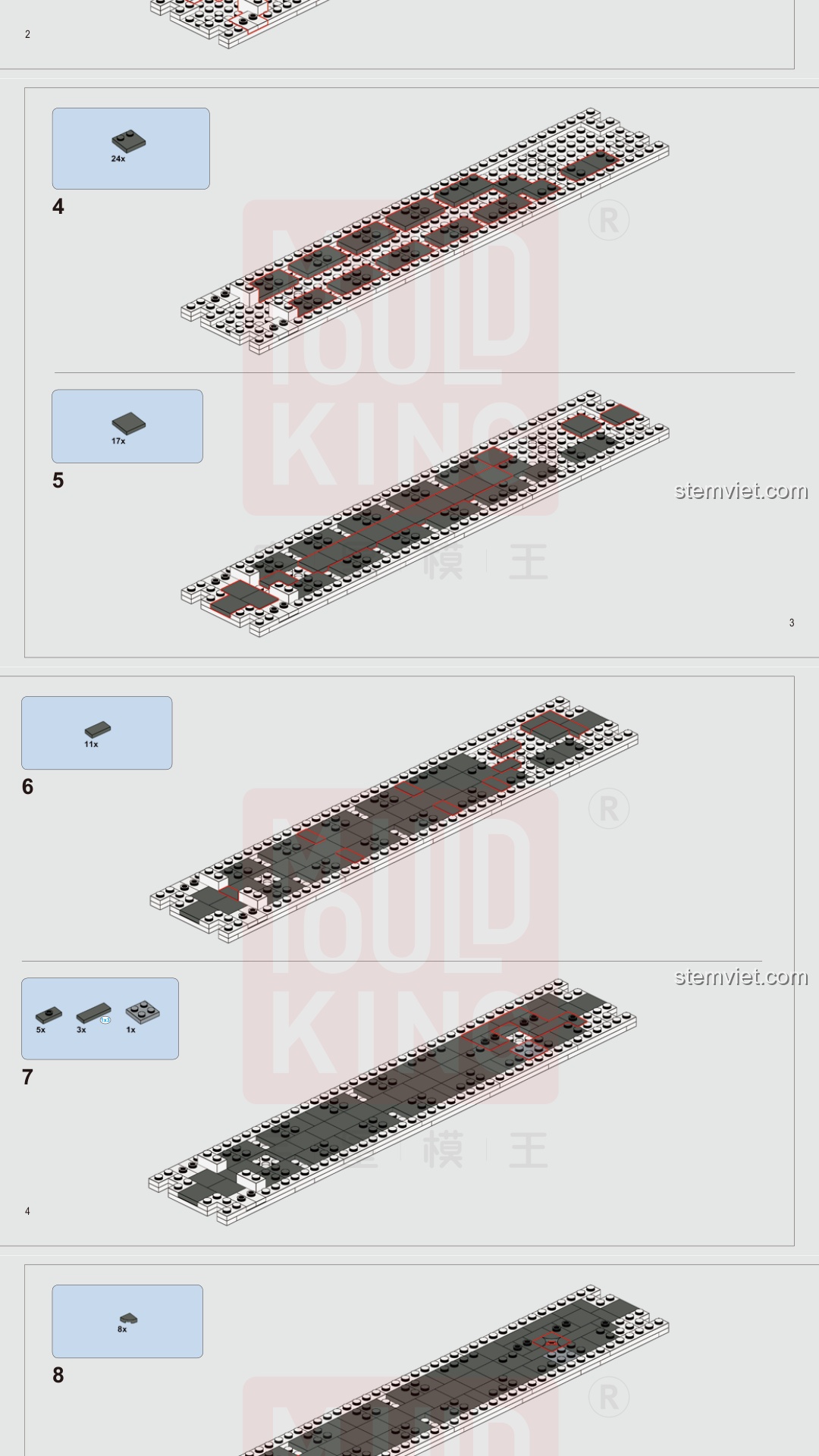 Sách Hướng Dẫn Lắp Ráp Tàu Cao Tốc Hòa Hào CRH2A Mould King 12002CX, Hướng dẫn lắp ghép Mould King 02CX Tàu cao tốc Hòa Hào CRH2A, Hướng dẫn lắp ghép Mould King 002CX Tàu Hòa Hào, Tàu cao tốc Trung Quốc 12002 CX