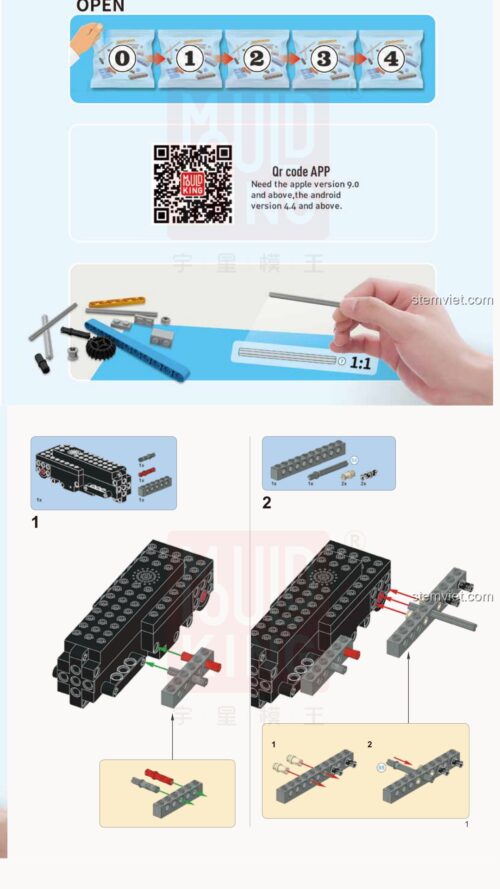 Sách lắp ghép Mould King 13020 Xe Batmobile Điều Khiển Từ Xa, Xe Batmobile, Xe của Batman, Xe Dơi, Siêu xe của Người Dơi, Batmobile RC, Xe chiến đấu của Batman