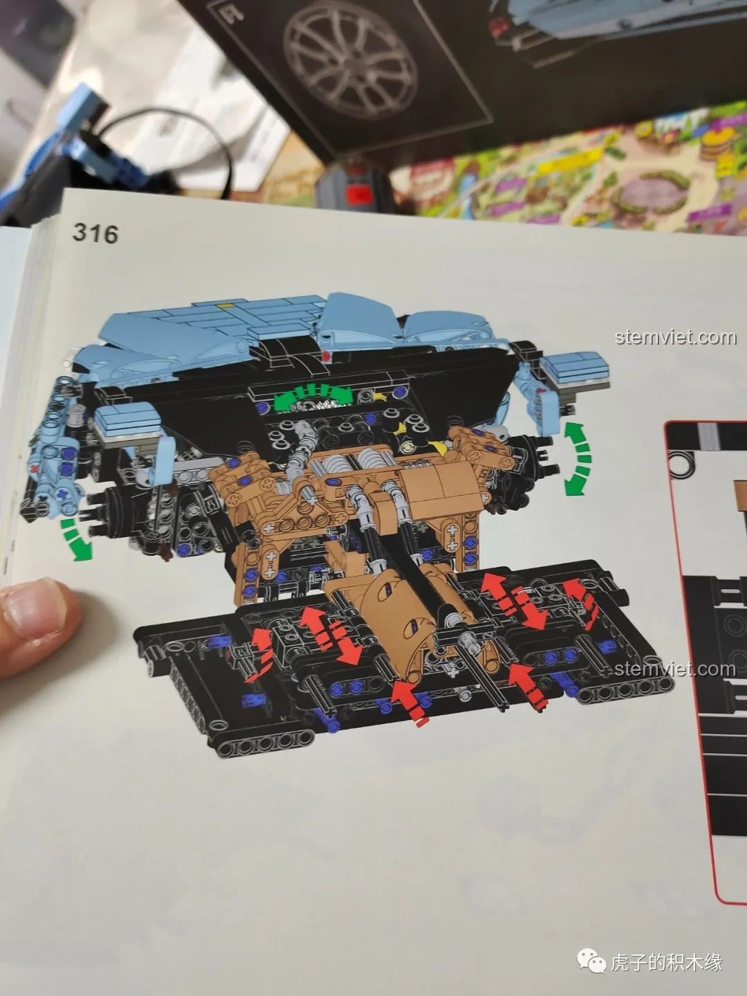 Sơ đồ điều chỉnh ghế ngồi của mô hình Mould King 13056 Lamborghini Hyper.