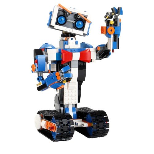 Mô hình Robot Lập Trình Aimubot Mould King 13063 sau khi lắp ráp hoàn chỉnh, với thiết kế thân thiện, bánh xích và cánh tay linh hoạt. Đồ chơi lập trình cho bé trai 8 tuổi.