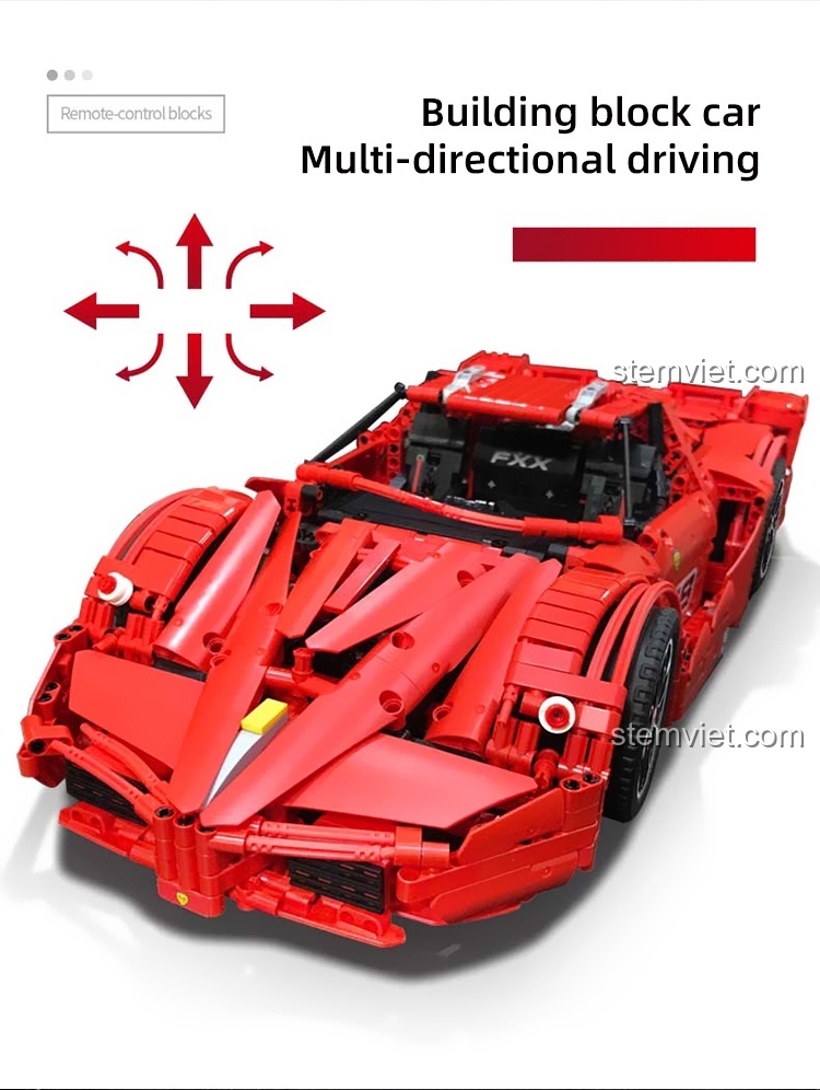 Bộ lắp ráp Siêu xe Ferrari FXX với tính năng điều khiển đa hướng, một món đồ chơi mô hình Mould King 13085 hấp dẫn.