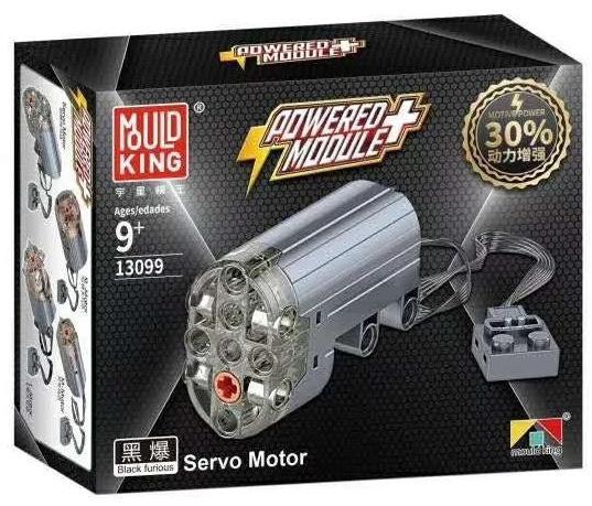 Hộp sản phẩm động cơ mô hình Mould King 13099 Động cơ Servo Black Furious hiệu suất cao, phụ kiện technic cho bé trai 9 tuổi.