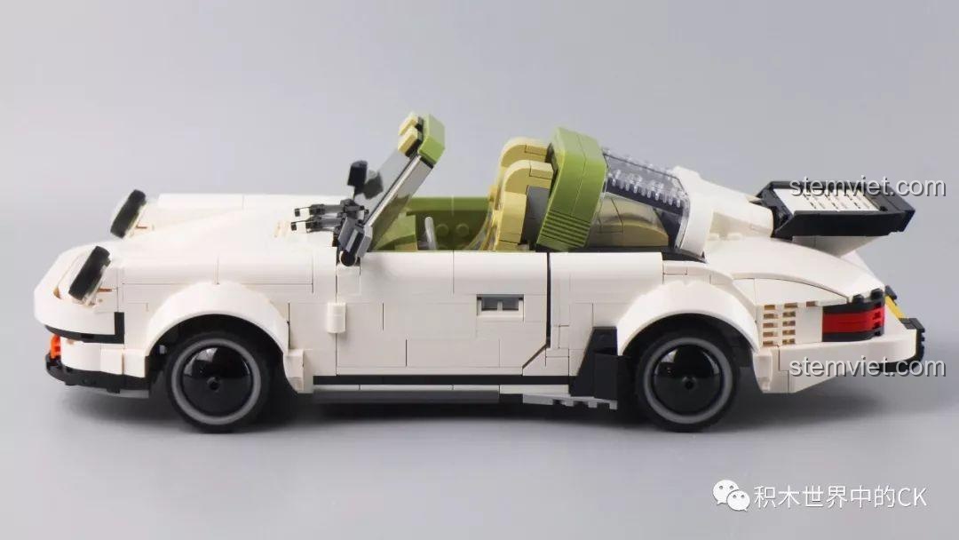 Góc nhìn ngang của Mô hình xe Porsche 911 Targa Mould King, thể hiện đường nét thiết kế mượt mà.