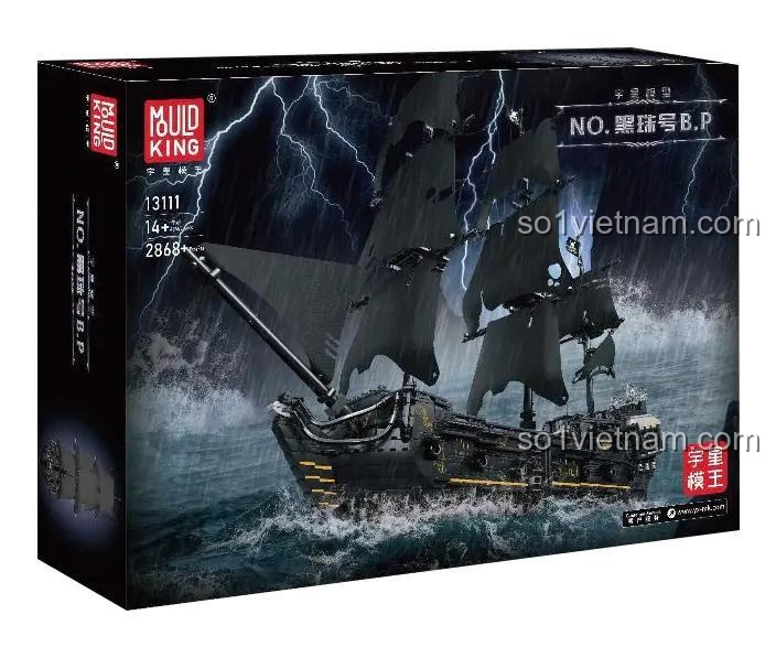 Hộp bộ lắp ghép Tàu Hải Tặc Black Pearl Mould King 13111, đồ chơi lắp ráp cho con trai 14 tuổi, giá tiết kiệm.