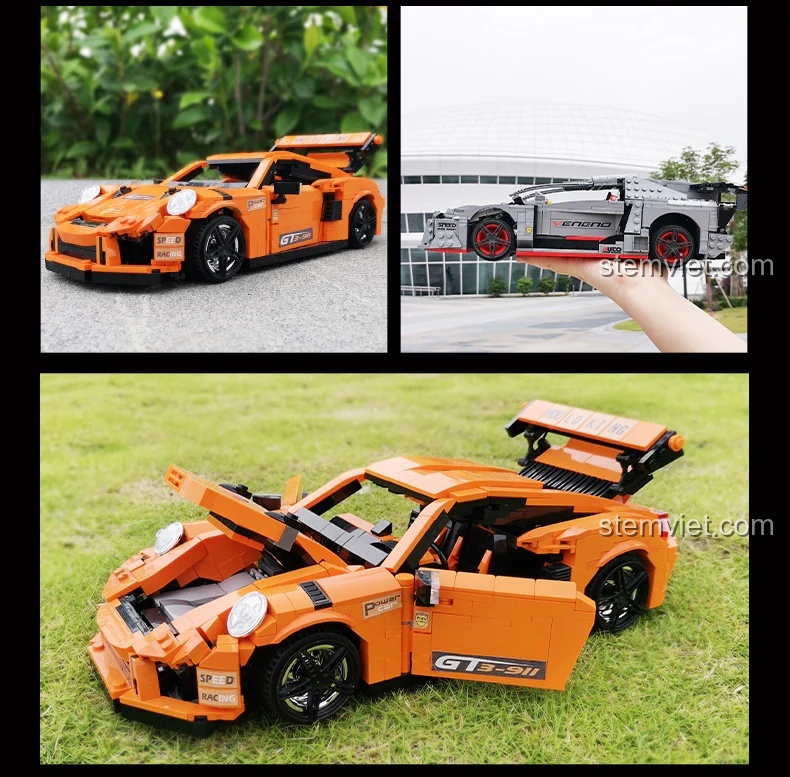 Kích thước thực tế của Mô hình Porsche GT3 RS 13129: dài 30.5cm, rộng 15.5cm, cao 8cm.