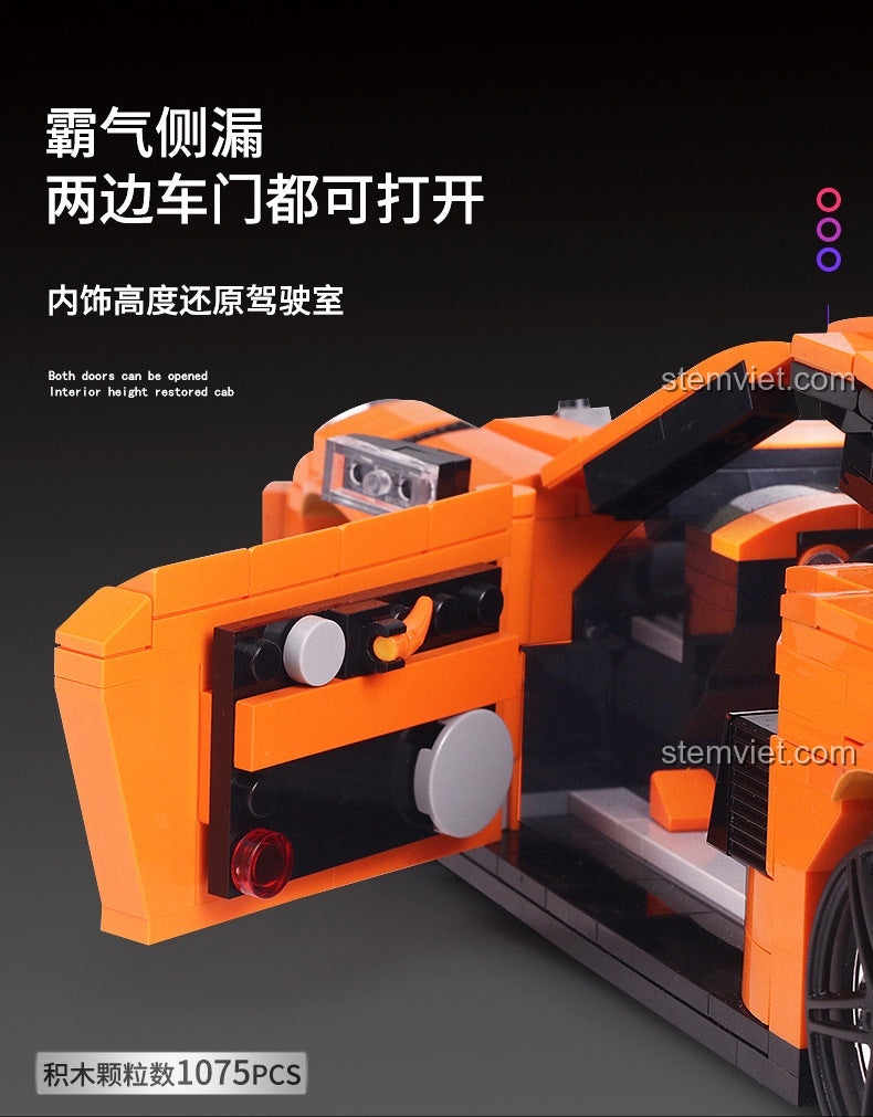 Cận cảnh xe đua GT3 RS Mould King, mô hình lắp ráp chi tiết cho bé trai.