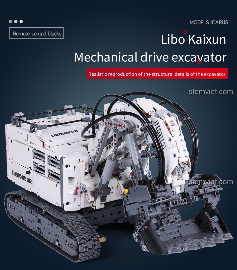 Ảnh quảng cáo cho bộ lắp ráp Máy xúc mỏ Terex RH400 13130, nhấn mạnh vào khả năng tái tạo chân thực các chi tiết cấu trúc của máy xúc thật.