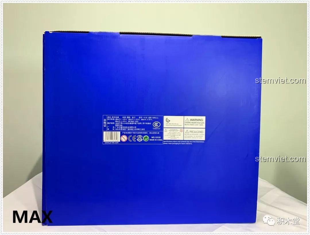 Mặt sau hộp carton của bộ Lâu đài Disney 13132 với các thông tin sản phẩm và cảnh báo an toàn.