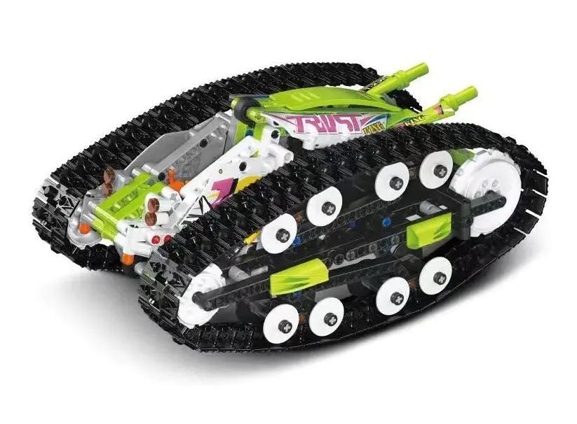Bộ lắp ráp Xe Địa Hình Lật Đổ Hai Mặt Mould King 13153 màu xanh lá và đen, đồ chơi mô hình điều khiển từ xa cho bé trai 8 tuổi, giá tốt, vượt mọi địa hình.
