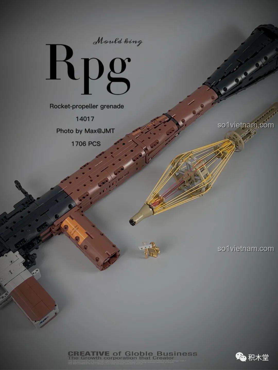 Kích thước mô hình RPG-7 Rocket-propelled grenade launcher Mould King 14017
