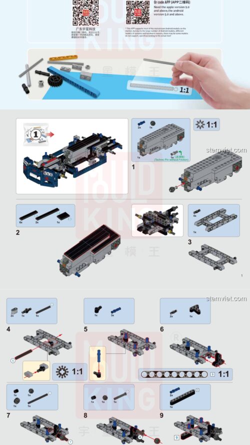 Hướng dẫn lắp ráp Mould King 4 Xe đua Nissan Skyline R34 - Sách hướng dẫn Mould King 15004 Siêu xe Nissan Skyline R34