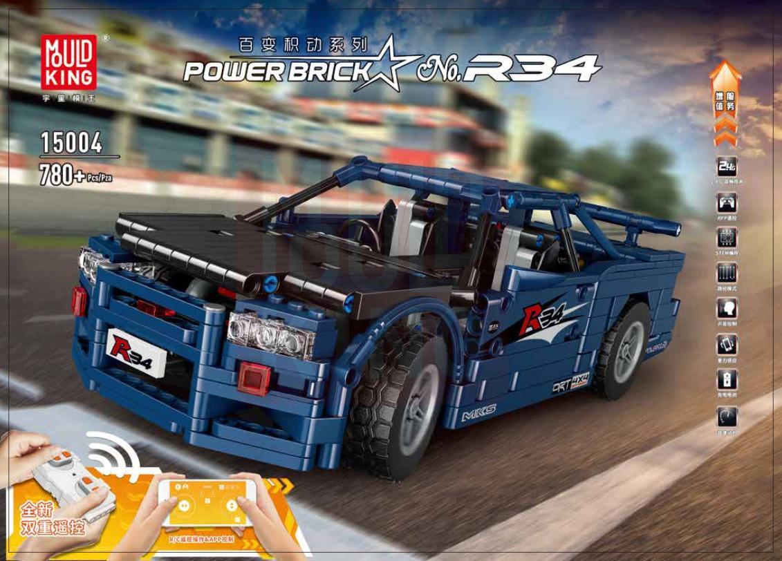 Bộ lắp ráp Nissan Skyline R34 GT-R Mould King 15004 điều khiển từ xa, đồ chơi lắp ráp xe đua cho bé trai 8 tuổi, giá tốt