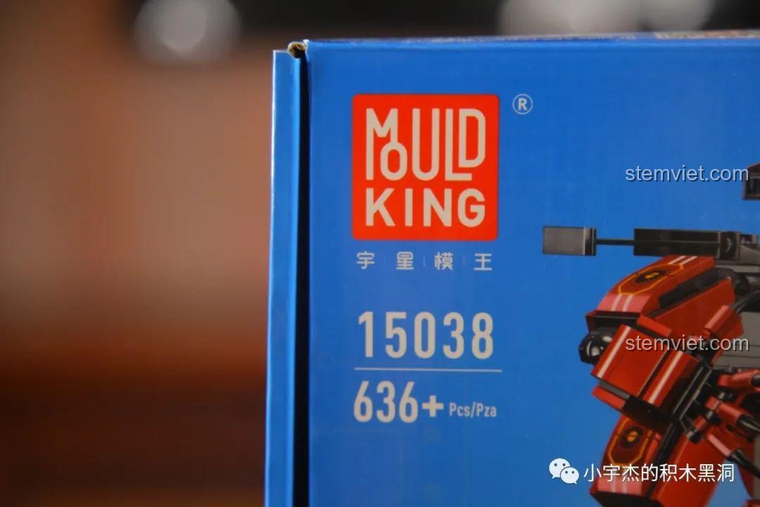 Logo Mould King và mã số sản phẩm 15038, 636 mảnh ghép, bộ đồ chơi robot crimson, chất lượng cao.