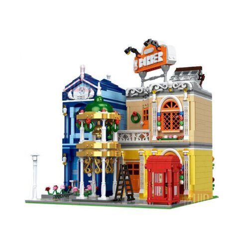 Bộ lắp ghép Mould King 16031 Tiệm Cắt Tóc Phố Nhỏ với Kiến Trúc Tinh Xảo, có đèn LED đổi màu, phù hợp cho bé trai, bé gái 8 tuổi, giá tốt.