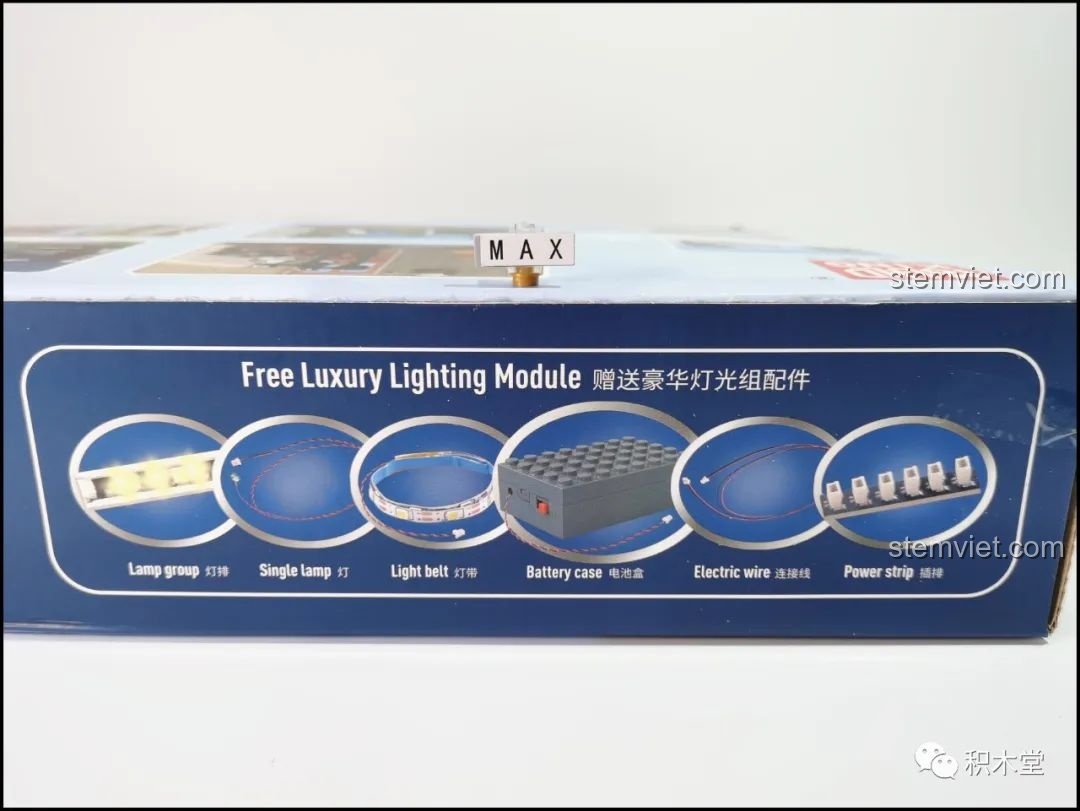 Chi tiết bộ đèn LED cao cấp đi kèm bộ lắp ráp Mould King 16031 Tiệm Cắt Tóc Phố Nhỏ, tăng thêm vẻ đẹp cho mô hình.