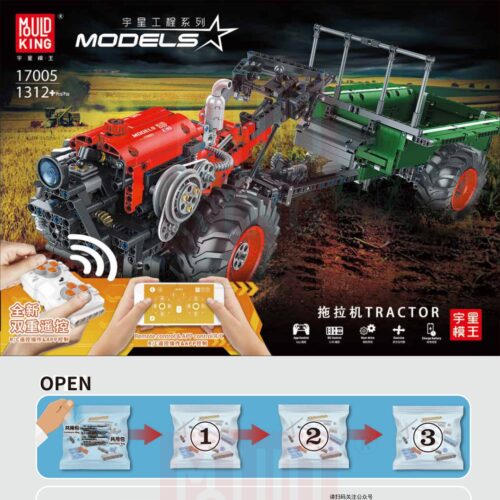 Xe Máy Cày Kèm Rơ Moóc Technic Mould King 17005 hướng dẫn lắp ghép Mould King 17005 Xe Máy Cày Kèm Rơ Moóc Technic