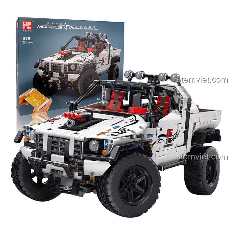 Hộp sản phẩm Mould King 18005 Xe Bán Tải Địa Hình Custom Pick-Up 4X4, bộ đồ chơi lắp ráp 2013 chi tiết, phù hợp bé trai 6 tuổi