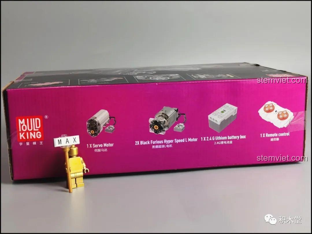 Hình ảnh chi tiết động cơ L siêu tốc của Mould King 18026, cho thấy sức mạnh tiềm ẩn của chiếc xe kart.