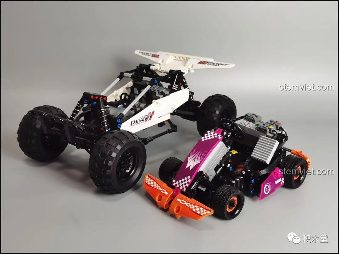 Cận cảnh phần đuôi xe kart Mould King 18026 với ống xả và các chi tiết nhỏ, hoàn thiện vẻ ngoài thể thao và mạnh mẽ.