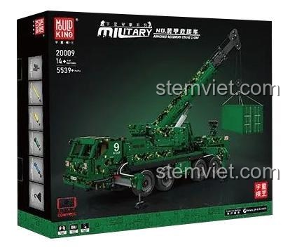 Hộp sản phẩm bộ lắp ráp Xe Cẩu Quân Sự Liebherr G-BKF Mould King 20009 với 5539 chi tiết, chất lượng cao giá tốt.