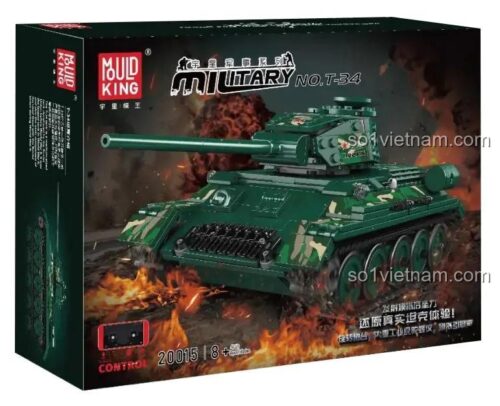 Hộp bộ lắp ghép Mould King 20015 Xe Tăng T-34, đồ chơi lắp ráp quân sự chất lượng cao cho bé trai.