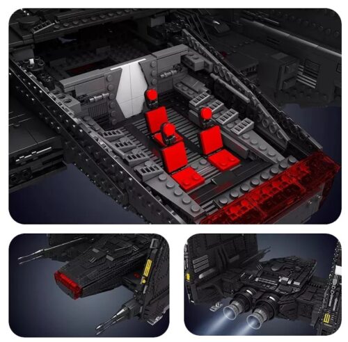 Mô hình lắp ráp Phi Thuyền Chỉ Huy Hạng Nặng UCS Mould King 21011 với khoang lái chi tiết, ghế ngồi màu đỏ nổi bật, phù hợp cho con trai 14 tuổi yêu thích đồ chơi mô hình không gian giá tốt.