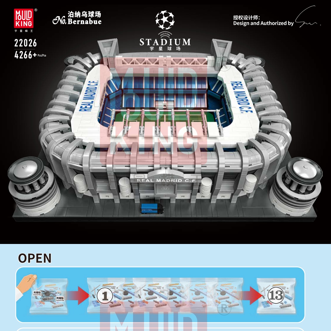 Sân vận động Santiago Bernabéu Mould King 22026 sách hướng dẫn Mould King 22026 Sân nhà của Real Madrid