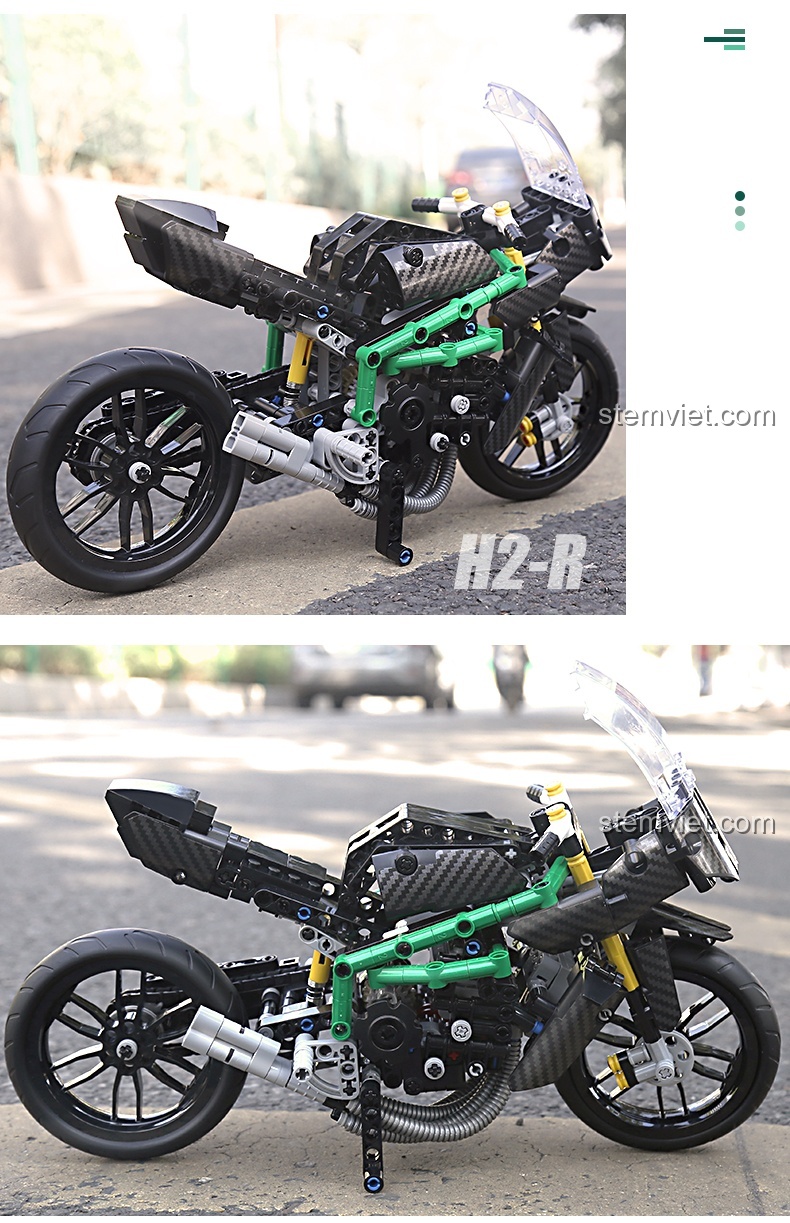 Mô hình xe đua Kawasaki H2R Mould King 23002 chụp ngoài trời, đồ chơi lắp ráp chất lượng cao