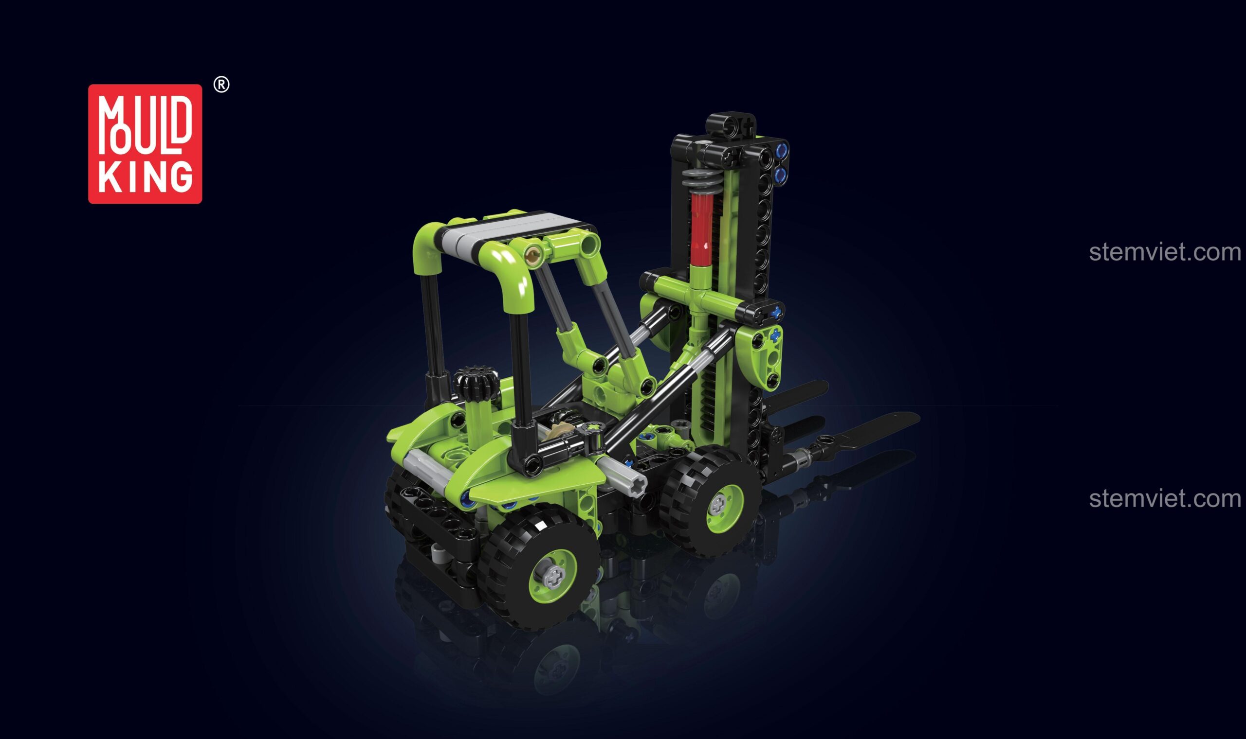 Mould King Xe Nâng Hàng Nhà Xưởng với tính năng nâng hạ càng xe, đồ chơi xây dựng sáng tạo cho bé trai.