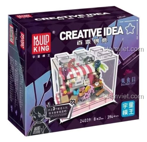 Hộp bộ lắp ghép Mould King 24039 Ngày Hội Ẩm Thực, đồ chơi xây dựng quán ăn mini cho bé gái, chất lượng cao.