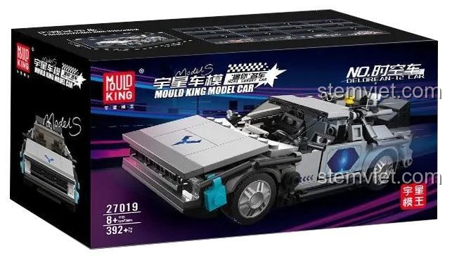 Hộp đồ chơi lắp ráp Xe Trở Về Tương Lai Mould King 27019, mô tả chi tiết sản phẩm cho bé trai 8 tuổi, chất lượng cao.