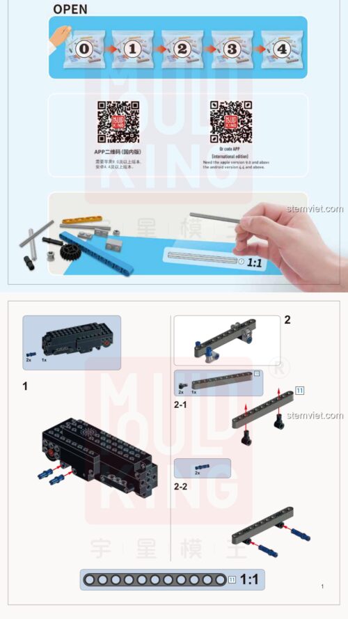 Hướng dẫn lắp ráp Mould King 33 Xe Đua Bánh Xích Điều Khiển Từ Xa - Sách lắp ghép Mould King 33 Xe Địa Hình Bánh Xích