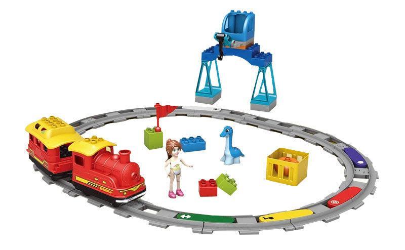 Bộ đồ chơi Tàu Hỏa Thông Minh AI Mould King 53002 cho bé 1 tuổi, có đèn LED và âm thanh, tương thích LEGO® Duplo®, giúp bé phát triển tư duy logic, giá tốt.