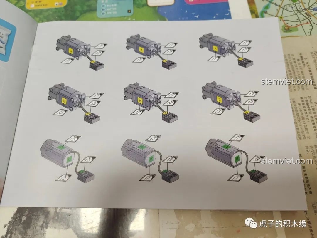 Trang hướng dẫn đánh dấu động cơ trong sách của bộ lắp ráp Mould King 13144 Tatra T813 8x8 PROFA, rất tiện lợi.