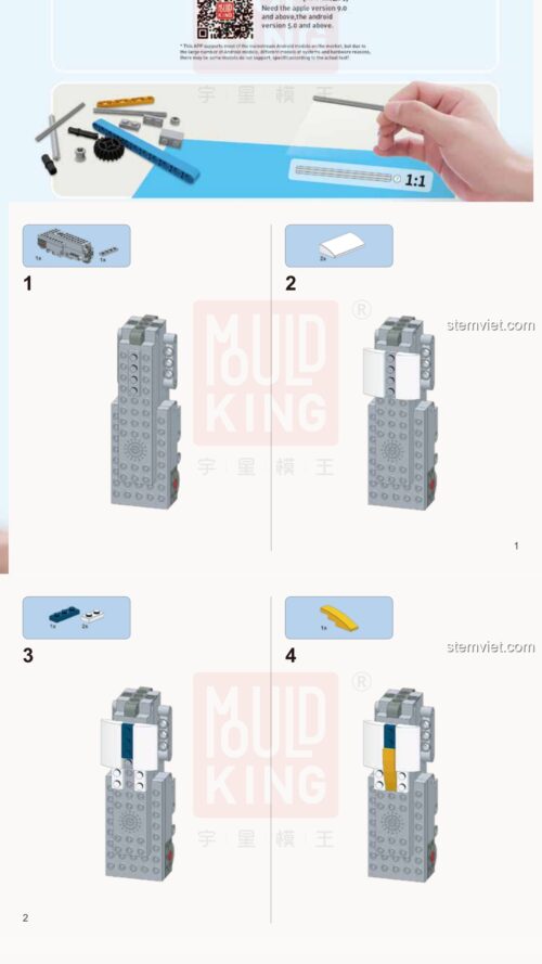 Robot Thông Minh Robot Điều Khiển Từ Xa MouldKing 13004 hướng dẫn lắp ghép MouldKing 13004 Robot Thông Minh M4