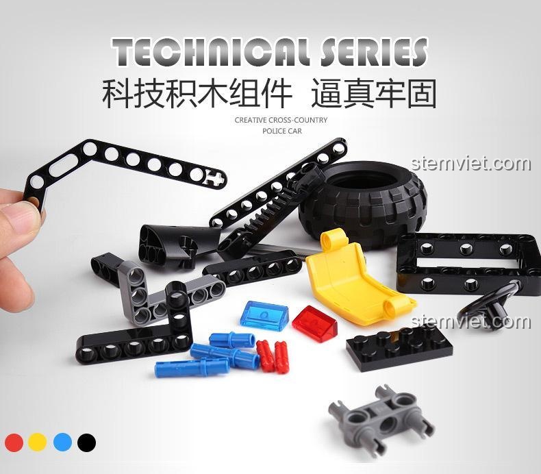 Bộ sạc USB cho xe cảnh sát MouldKing 13005, hiển thị thời gian sạc và đèn báo.