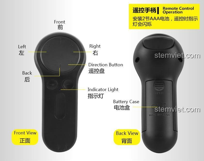 Tay điều khiển từ xa cho xe cảnh sát MouldKing 13005, hiển thị các nút điều khiển và đèn báo.