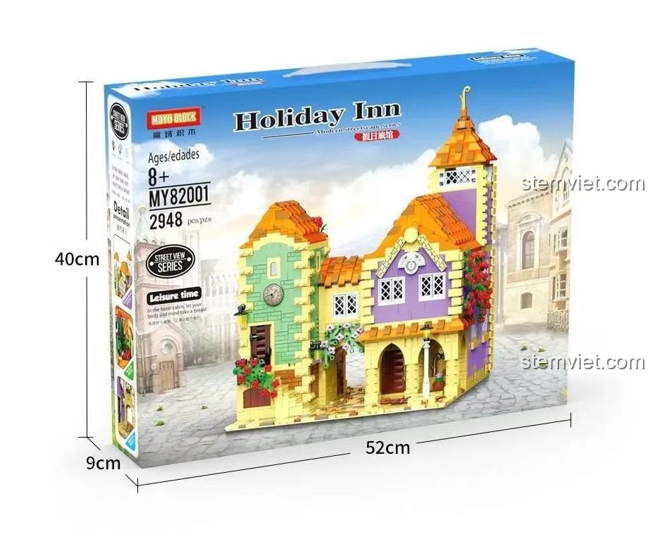 Nhà nghỉ dưỡng MOYU BLOCK MY82001 Bộ xếp hình Kiến trúc Châu Âu Cổ 2948 mảnh