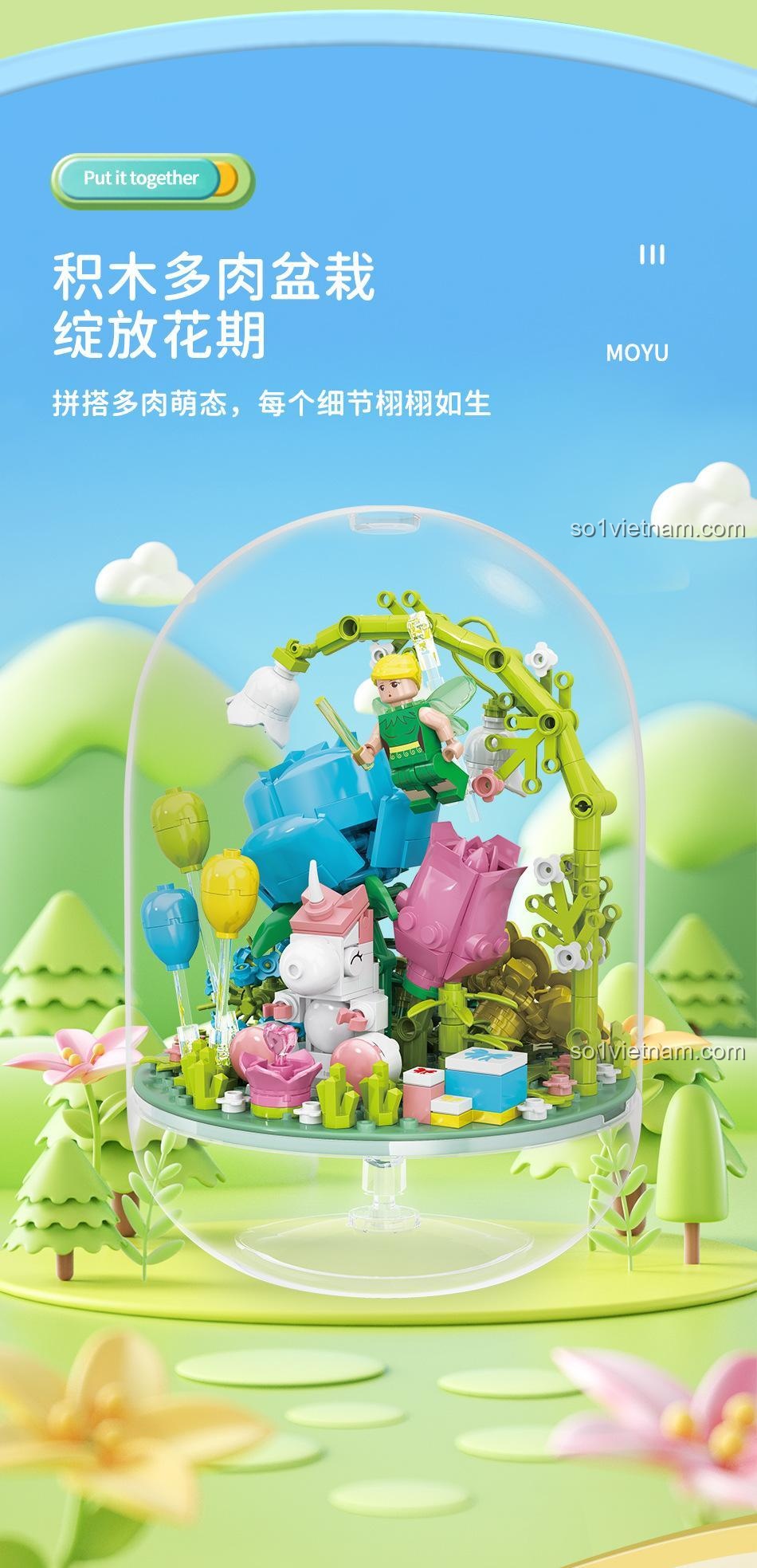 Chi tiết bộ lắp ghép Tiên Hoa MOYU BLOCK MY87006 với tiên nữ và kỳ lân, đồ chơi lắp ráp 87006 cho bé gái, chất lượng tốt