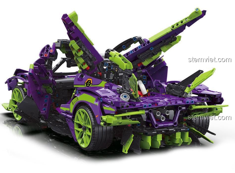 Mô hình siêu xe EVA Unit-01 Moyu Block MY88007 với cửa mở, bộ lắp ghép Moyu Block MY88007 Siêu xe thể thao Apollo Project Evo, đồ chơi mô hình cho bé trai