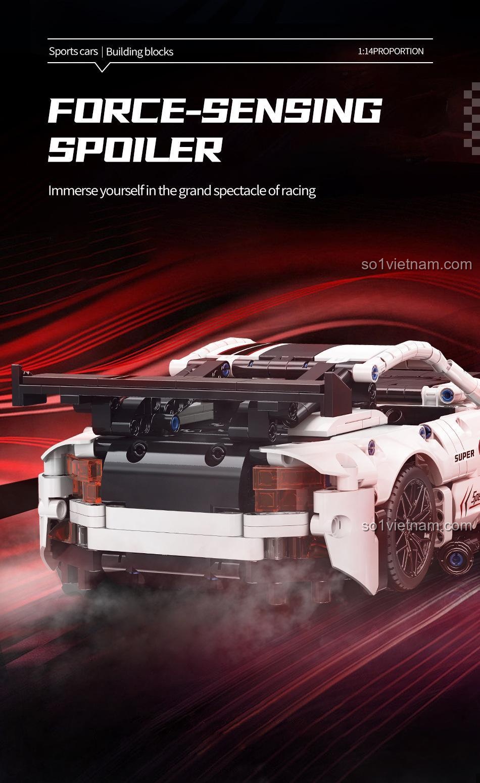 Cánh gió cảm biến lực của mô hình xe đua MOYU BLOCK MY88317 Xe Đua Thần Chiến Dodge Viper ACR, đồ chơi lắp ráp siêu xe Dodge Viper ACR