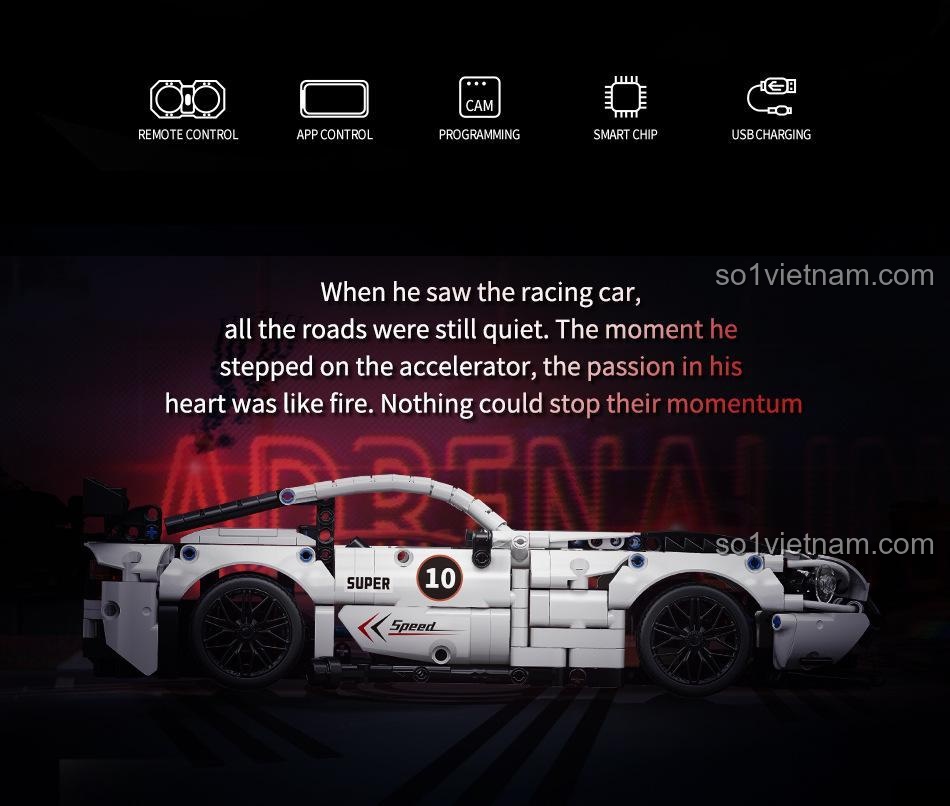 Tính năng điều khiển từ xa, lập trình được của bộ lắp ghép MOYU BLOCK MY88317 Xe Đua Thần Chiến Dodge Viper ACR, đồ chơi công nghệ cao cho bé trai
