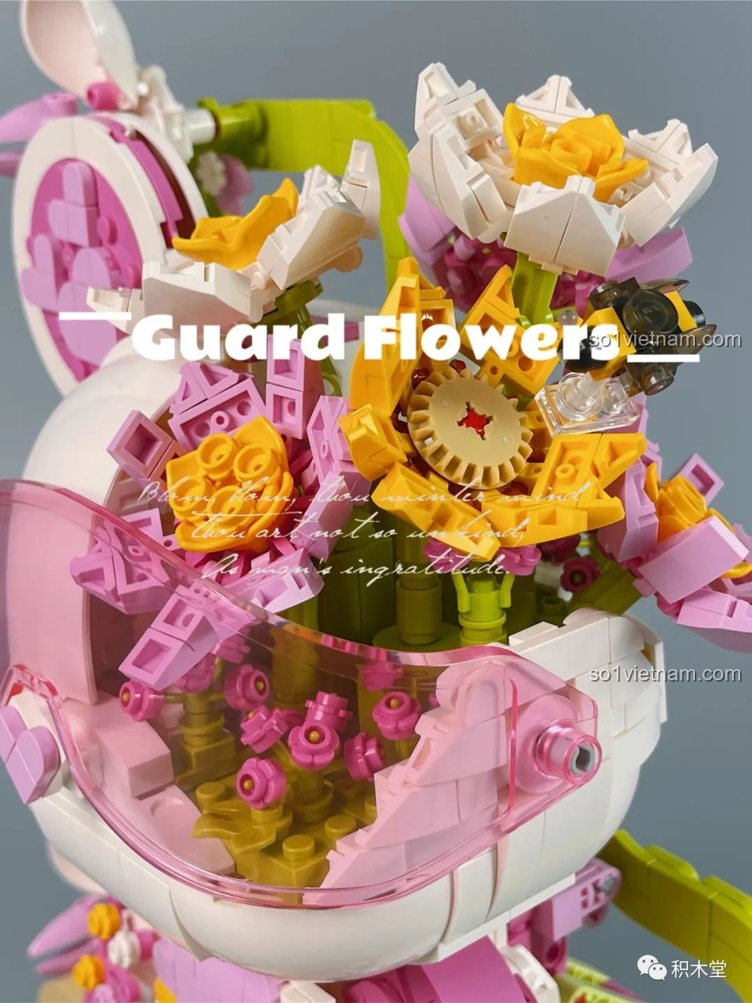 Cận cảnh chi tiết phần hoa trên đầu Gấu Vũ Trụ MOYU BLOCK MY89101