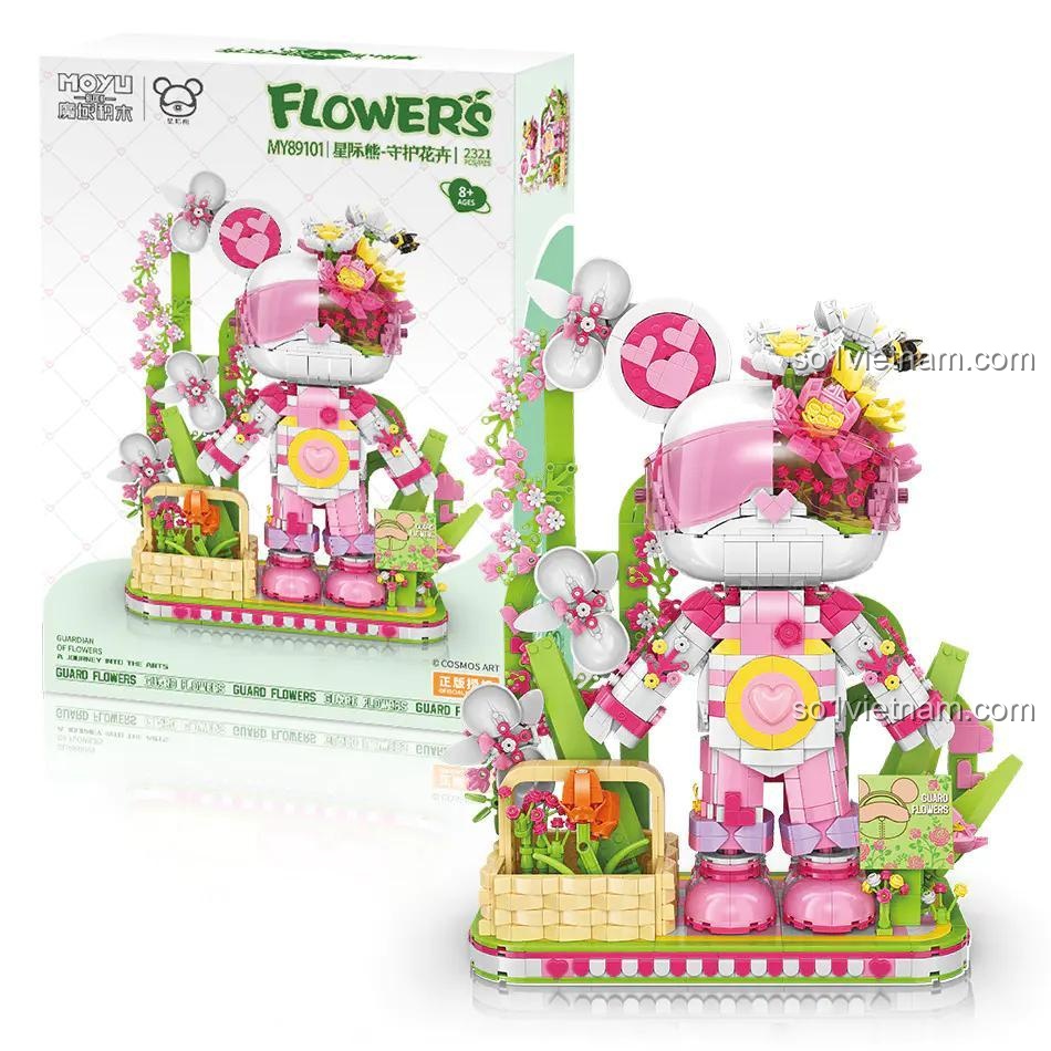 Hộp sản phẩm Mô hình Gấu Vũ Trụ Bảo Vệ Hoa MOYU BLOCK MY89101