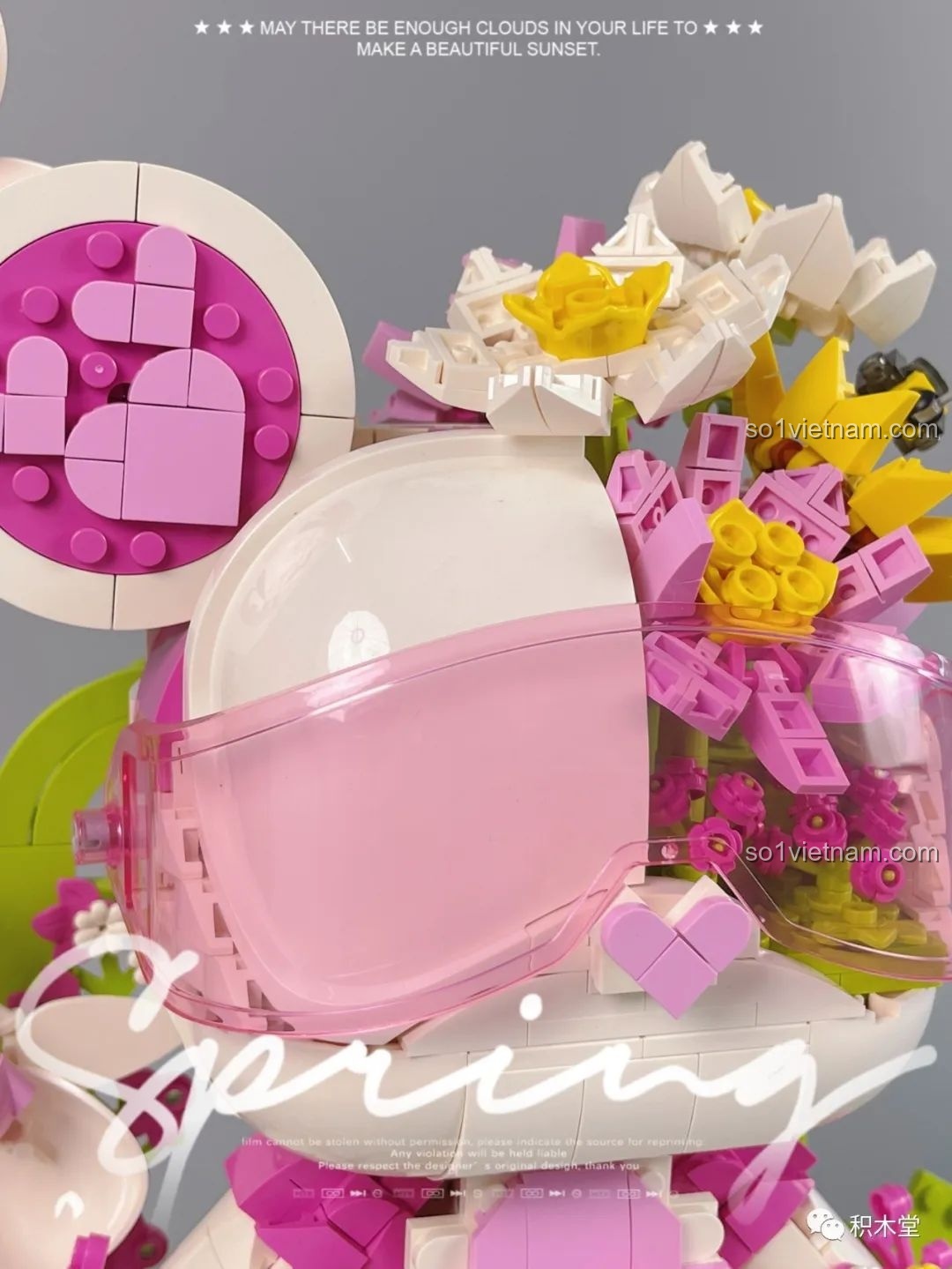 Mô hình Gấu Vũ Trụ MOYU BLOCK MY89101 với chủ đề mùa xuân