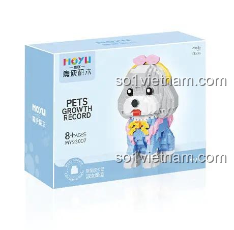 Hộp đồ chơi mô hình MY93007 Chó Teddy MOYU BLOCK, mô hình Chó Teddy 93007 cho bé gái, giá tốt